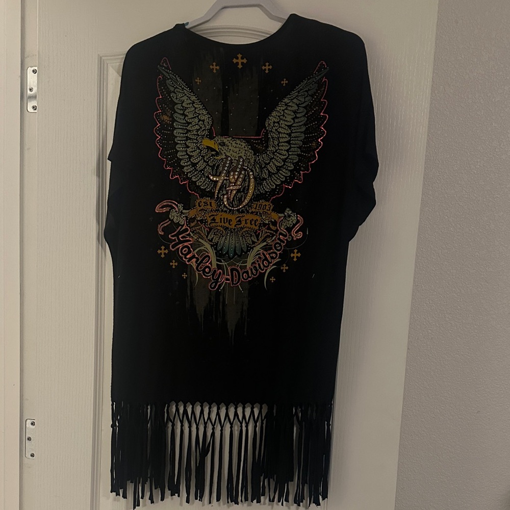Harley-Davidson Black Fringe cardigan with Eagle Design
